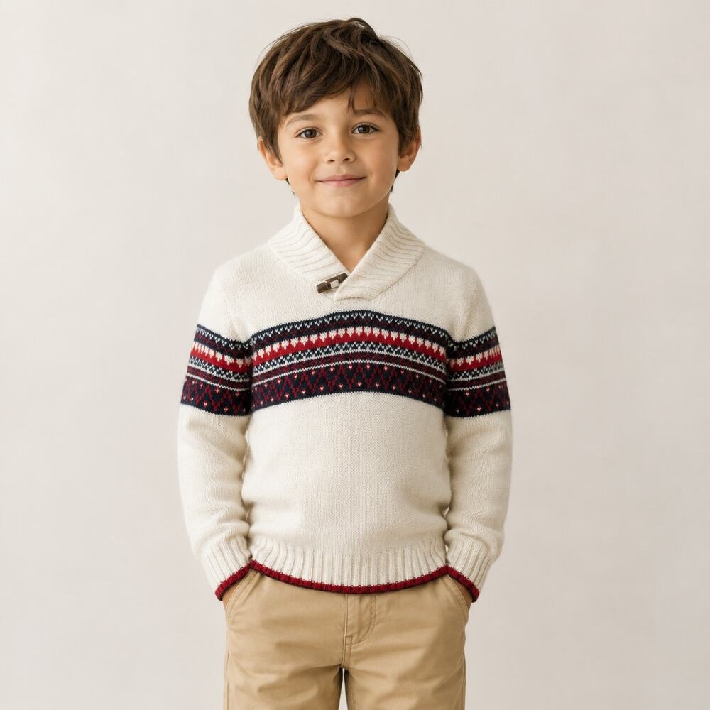 Tommy Hilfiger Kid's Off White Fair Isle Sweater 3T